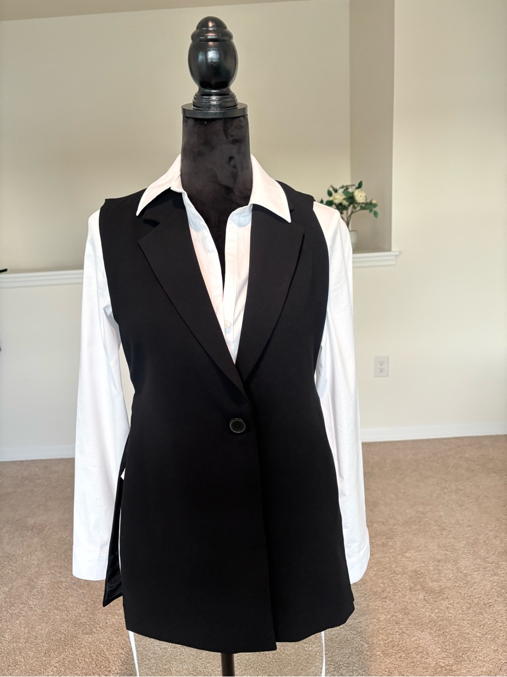 ZARA Black Longline Tailored Vest XS/S/M-Sleeveless Blazer Waistcoat
